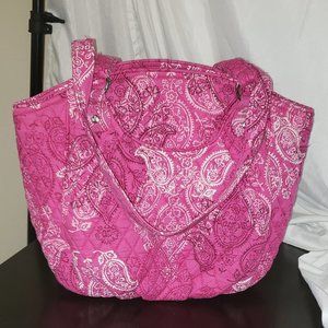 VERA BRADLEY Retired Stamped Pink Paisley Bandana Glenna Handbag